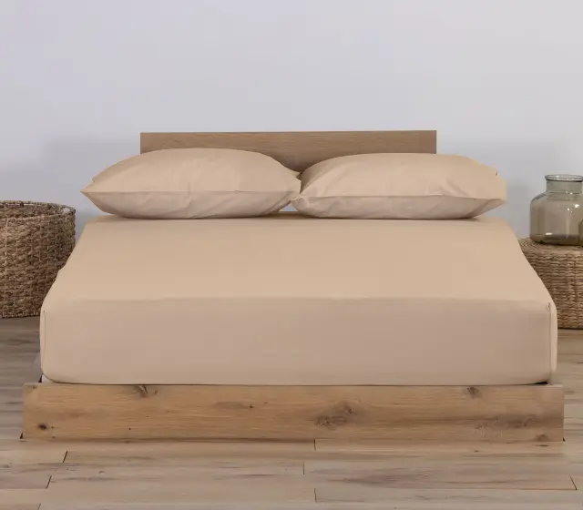 Nef-Nef Homeware Κατωσέντονο Μακό Διπλό Με Λάστιχο Jersey Χωρίς Μαξιλαροθήκες 140x200+30 Μπεζ