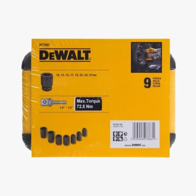 Dewalt DT7507 Καρυδάκια Αέρος Εξάγωνα με Καρέ Υποδοχής 1/4", HEX, 1/2" Σετ 9τμχ 3