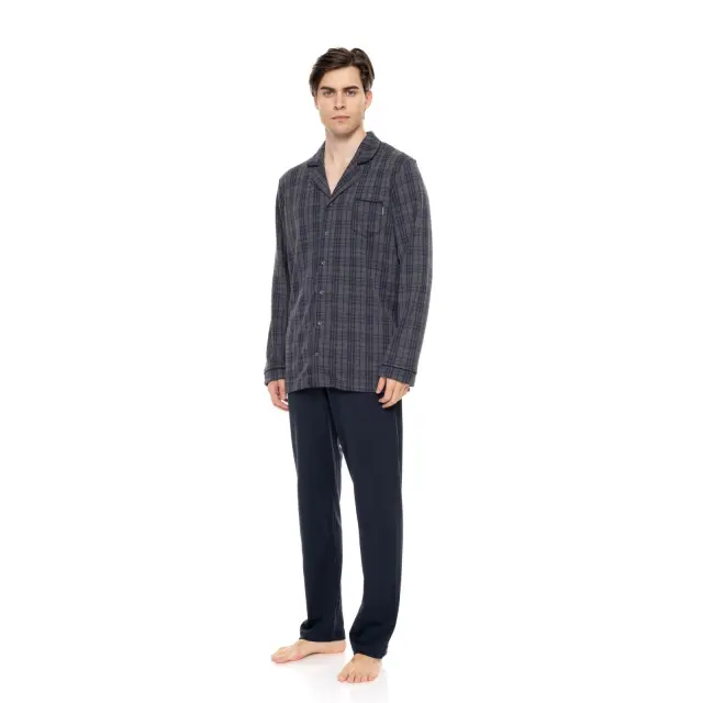 Ανδρική Πυτζάμα Jacquard Blue-Grey Plaid W-M703 Τύπος Ulisse - XXL 2