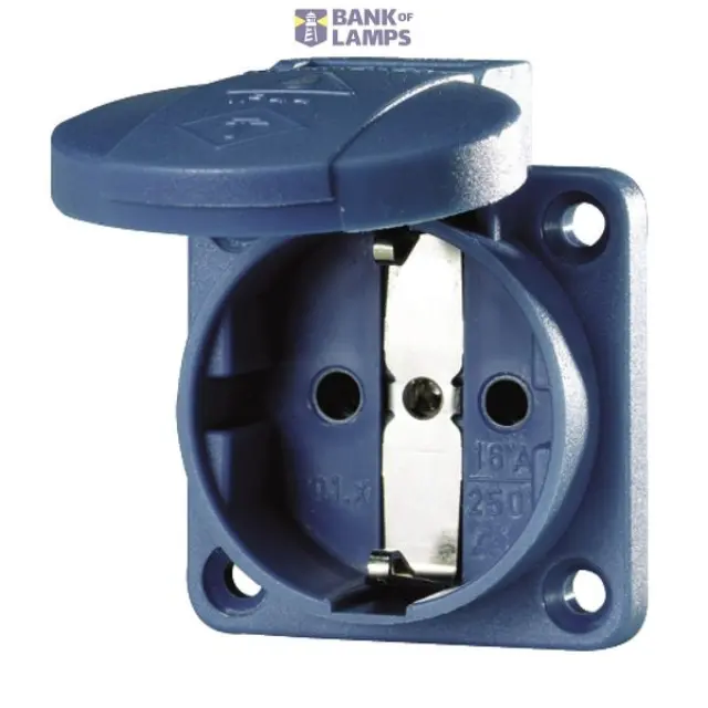 SCHUKO Socket Outlet 16A, 2P+A, 230V, IP44, Blue