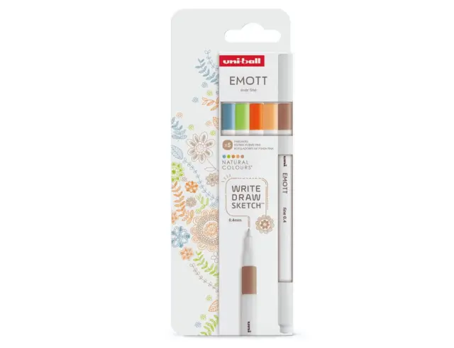 Μαρκαδόροι Σχεδίου Uni-Ball Natural Emott με πάχος μύτης 0.4mm - 5 τεμάχιαEMOTT 5P SET NATURAL COLOURS