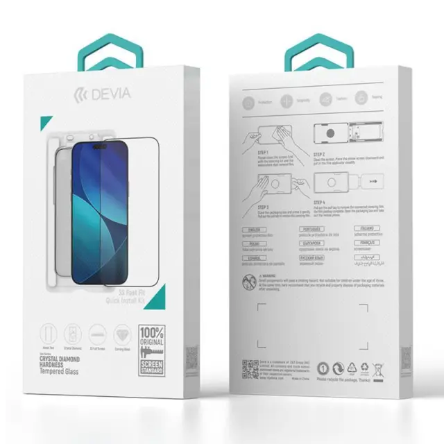 Tempered Glass Crystal Diamond Hardness Devia Apple iPhone 17 με Βοηθητικό Εργαλείο Van Μαύρο (1 τεμ.) N69954