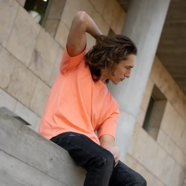 T-shirt Noshame® Σομόν Loose Fit με τύπωμα - QR152204 - M 2