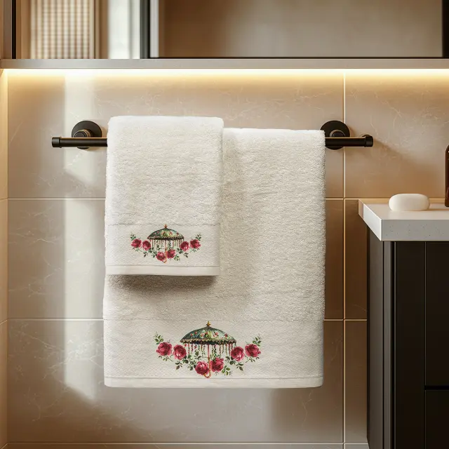 Beauty Home Σετ πετσέτες 3τμχ με εκτύπωση Art 3550 (30x50+50x90+70x140) Εκρού 2