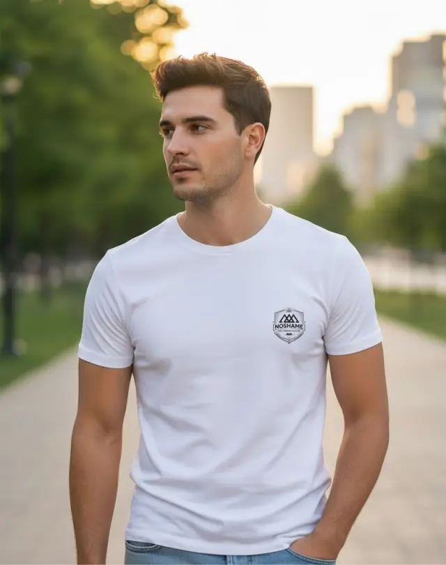 T-shirt Noshame® Λευκό με τύπωμα - 142618 - XXL