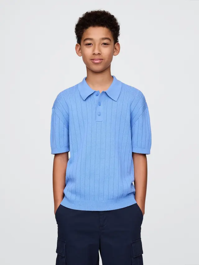 Μπλε Παιδική Polo Μπλούζα Ριπ Πουλόβερ Shirting blue