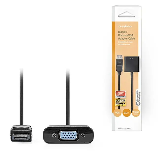 Καλώδιο εικόνας DisplayPort αρσ. - VGA θηλ., 0.20m.