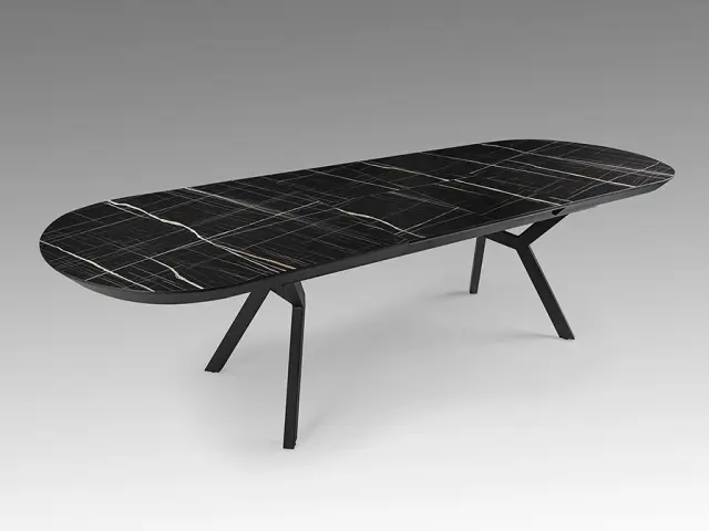 ANTEA Επεκτεινόμενο Τραπέζι Τραπεζαρίας Black Marble Μαύρο Μεταλλικό 206x103x78cm Μάρμαρο 2