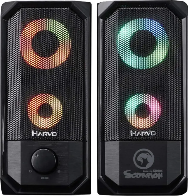 Marvo Scorpion SG-265 Ηχεία Υπολογιστή 2.0 με RGB Φωτισμό και Ισχύ 6W σε Μαύρο Χρώμα 3