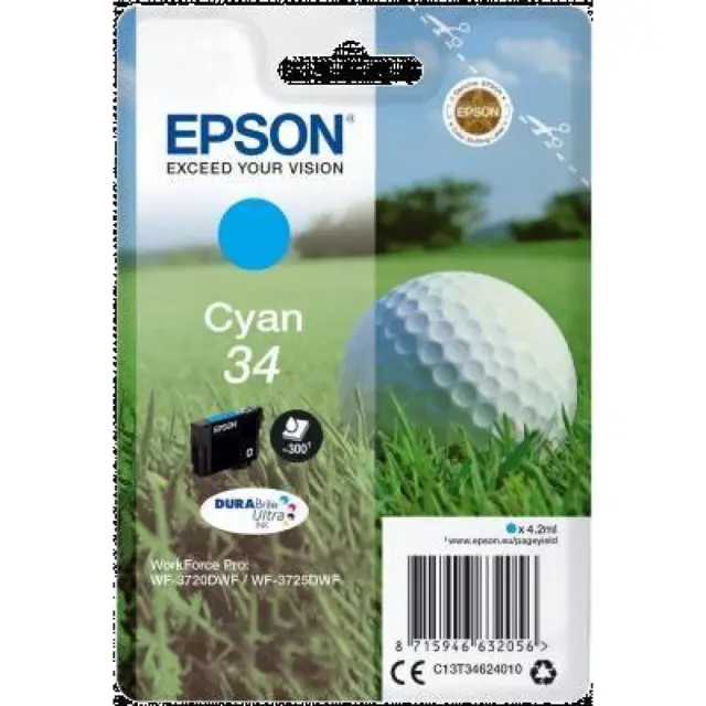 Epson 34 Γνήσιο Μελάνι Εκτυπωτή InkJet Κυανό (C13T34624010)