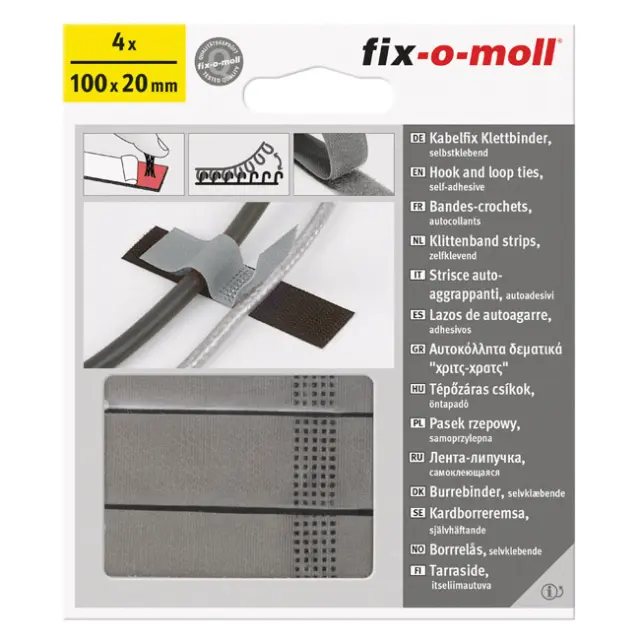 Δεματικό Καλωδ. Αυτoκόλλητα Γκρι/Μαύρο 100x20mm 4Τμχ 2