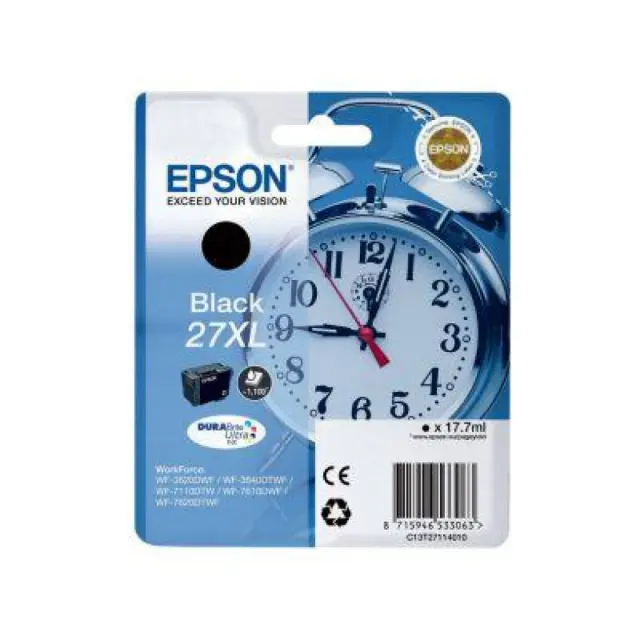 Epson Alarm clock Singlepack Black 27XL DURABrite Ultra Ink