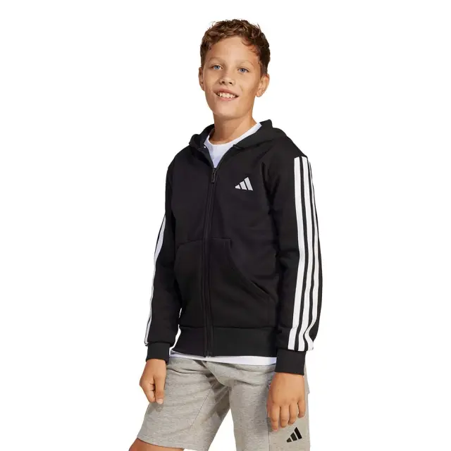 adidas Sportswear Kids 3Stripes Fleece Full-Zip Hoodie Μαύρο JD6494 (adidas Sportswear)