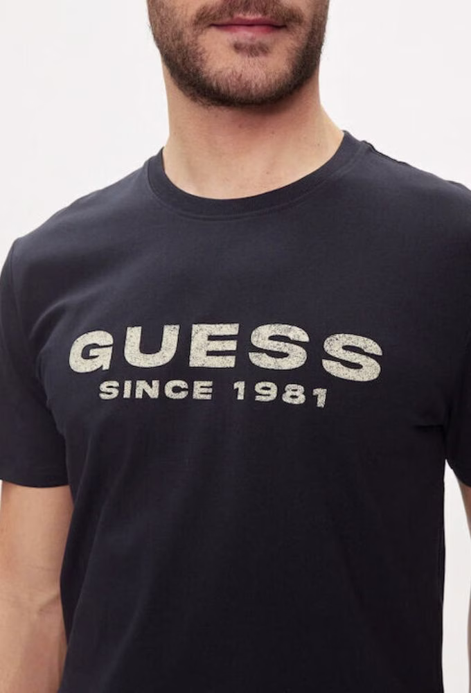 Guess Ανδρικό T-shirt Κοντομάνικο Navy Μπλε Μπλε Σκούρο - XL 2