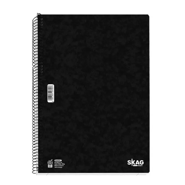 Skag Τετράδιο Με Μονό Σπιράλ Β5 Black Basic 4 Θεμάτων 80 GSM/ 9214 (Skag)