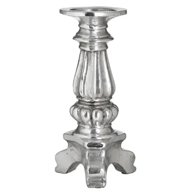 Κηροπήγιο polyresin ασημί 15x13x31cm Inart 3-70-507-0344
