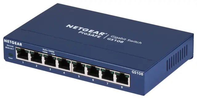 NETGEAR GS108GE network switch Unmanaged Gigabit Ethernet (10-100-1000) Blue