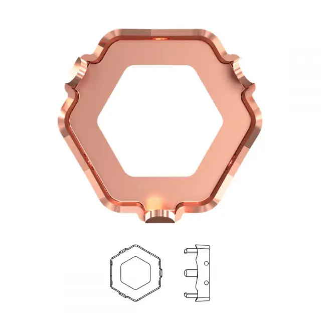 Καστόνι Swarovski 4683 Hexagon 10x11.2mm με 3 Νύχια - Raw Brass - 6τεμ