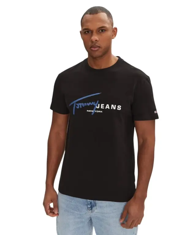 Tommy Hilfiger - Ανδρικό T-shirt Signature Dna Tee Ext Regular Fit DM0DM20817-BDS Μαύρο - S