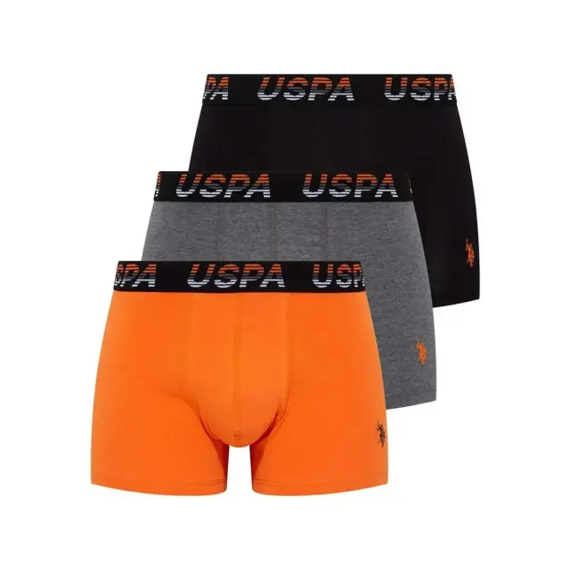 U.S. Polo ASSN. Ανδρικό Boxer Stripe Logo - Τριπλό Πακέτο, Χρώμα Πορτοκαλί - S