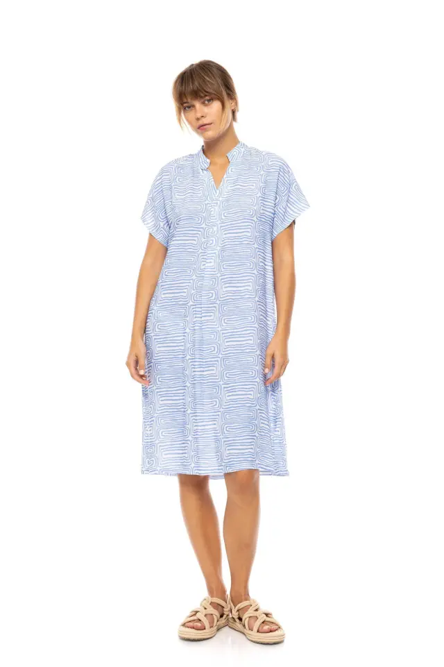 Beachwear B553 Midi Ice Blue Geo Pink Label