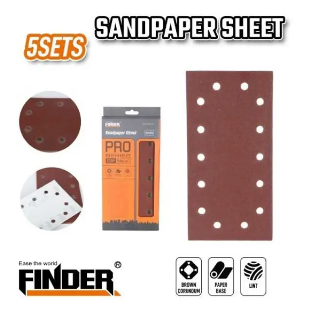 Φύλλα λείανσης για παλμικό τριβείο - 5pcs - 14holes - 115x230mm - Finder - 196245 2