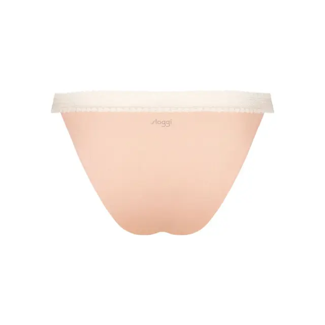 Sloggi Γυναικείο Slip GO Ribbed H Tanga - Διπλό Πακέτο, Χρώμα Πούδρα - XL 3