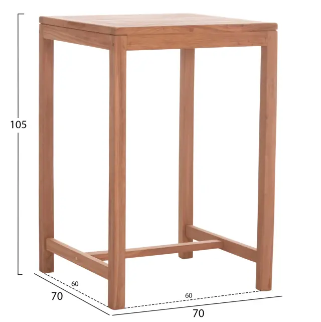 ΤΡΑΠΕΖΙ ΜΠΑΡ ΤΕΤΡΑΓΩΝΟ FB918113 ΞΥΛΟ TEAK ΣΕ ΦΥΣΙΚΟ 70x70x105Υεκ. 2
