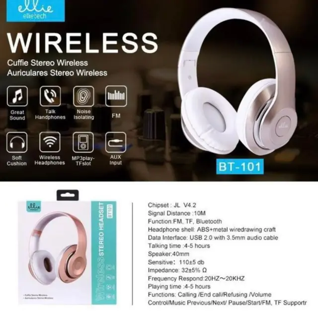 Ασύρματα On-ear Ακουστικά Ellietech BT101 Rose Gold 2