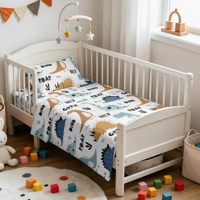 Σετ Σεντόνια Κούνιας 120x170 Prime Line Baby Melinen Wild Multicolor Χωρίς Λάστιχο100% Βαμβακοσατέν