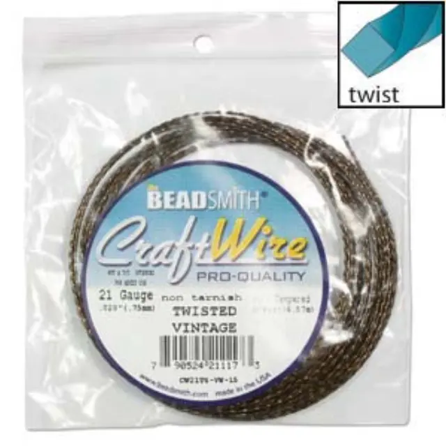 Σύρμα Τετράγωνο Twisted - Vintage Non Tarnish - 0.75mm - 4.57m