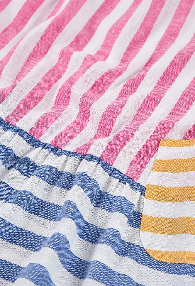 Boboli Linen φόρεμα ριγέ για κορίτσι 343033-9811 3
