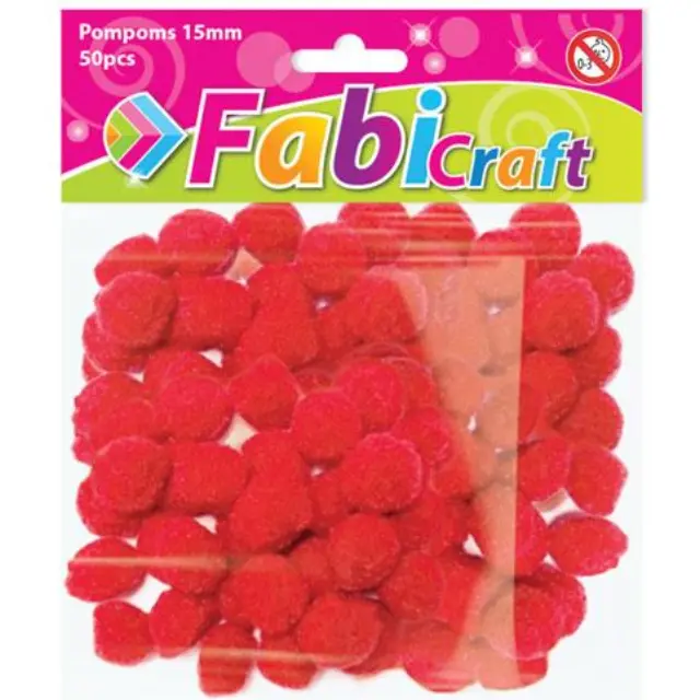 Pompoms Fabi 1.5cm 50τεμ Κόκκινο