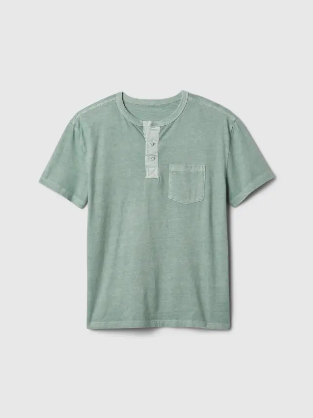 Πράσινη Παιδική Vintage Henley Μπλούζα sage