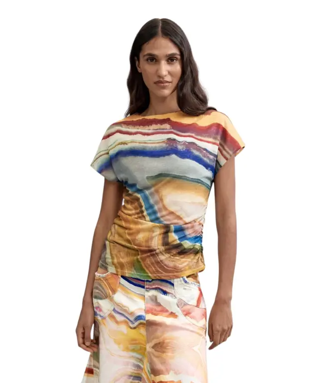 Desigual - Γυναικείο Αμάνικο T-Shirt Reikiavik 26WWTK19-9019 Πολύχρωμο