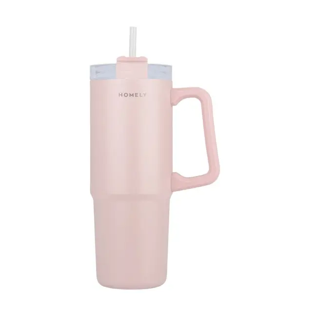 Estia Θερμος Homely Straw Tumbler XL Rose Quartz 900 ml