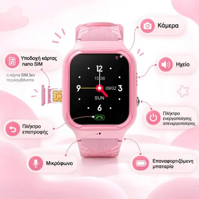 ZAZU Fun Παιδικό Smartwatch 4G με GPS Tracker, SIM & Βιντεοκλήση – Ροζ ZA-WATCH-02 3