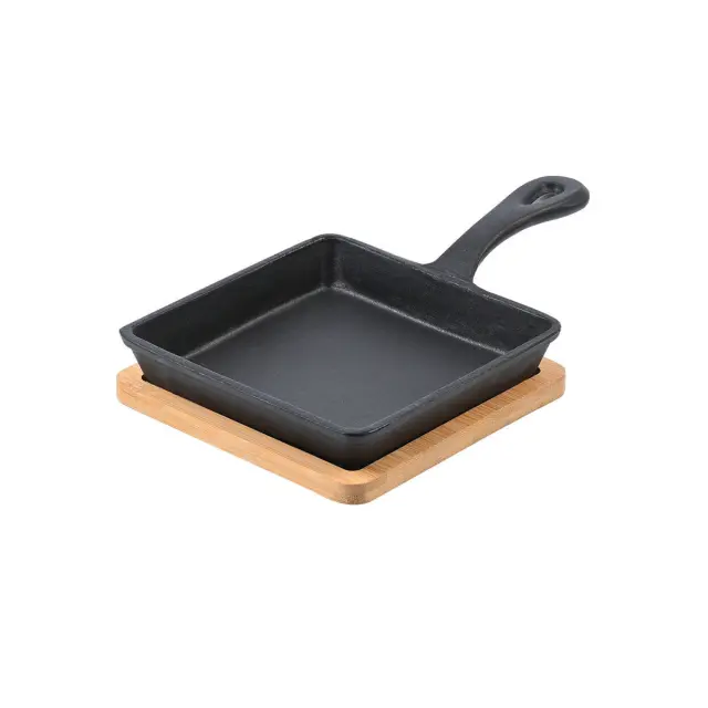 Τηγάνι Σερβιρίσματος IRON Μαντεμένιο 14cm Με Βάση Bamboo - estia