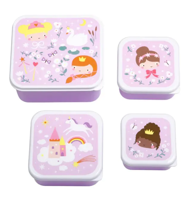 A Little Lovely Company Σετ 4 Δοχεία Φαγητού Lunch & Snack Box Set – Princesses SBSEPR85