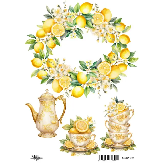 Ριζόχαρτο Maja's Memories, 21x29.7cm, Στεφάνι με λεμόνια, MDRA4307