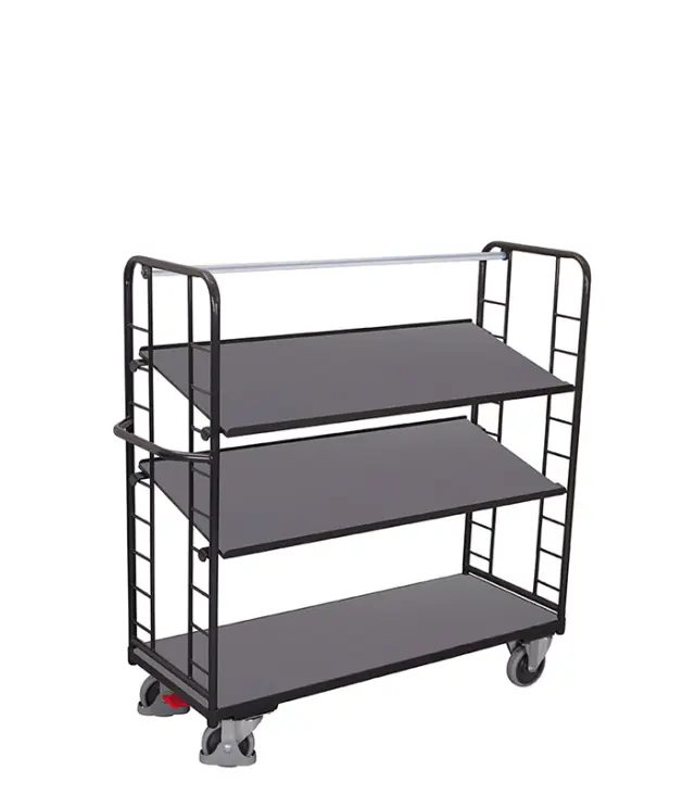 Variofit sw-640.201/AG Τρόλεϊ Μεταφοράς 3 Επιπέδων με Επικλινή Ράφια για Φορτίο Βάρους ως 400kg