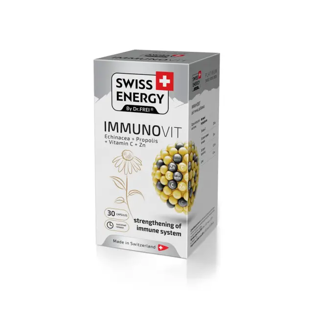 SWISS ENERGY Immunovit Συμπλήρωμα για την Ενίσχυση του Ανοσοποιητικού 30 κάψουλες 2