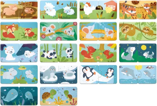 Hape Happy Puzzles Ξύλινο Παζλ Ζωάκια Mum & Baby 2