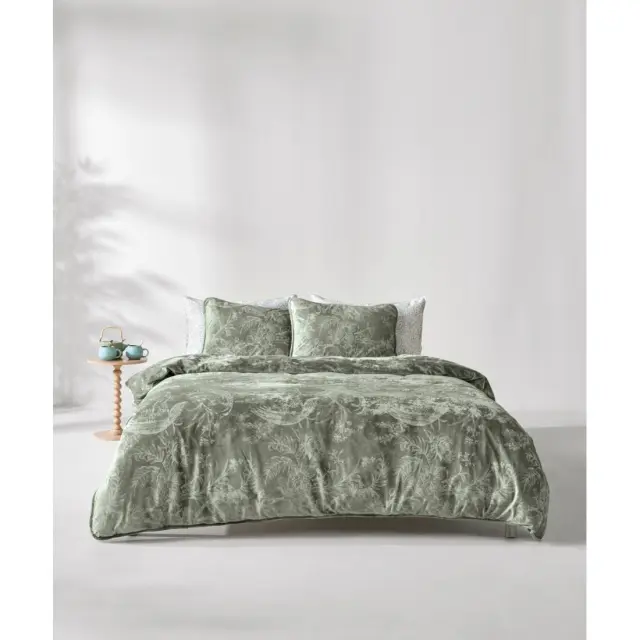Σετ Παπλωματοθήκη Υπέρδιπλη 3 Τεμαχίων Kentia Vanessa Olive Green 220x240