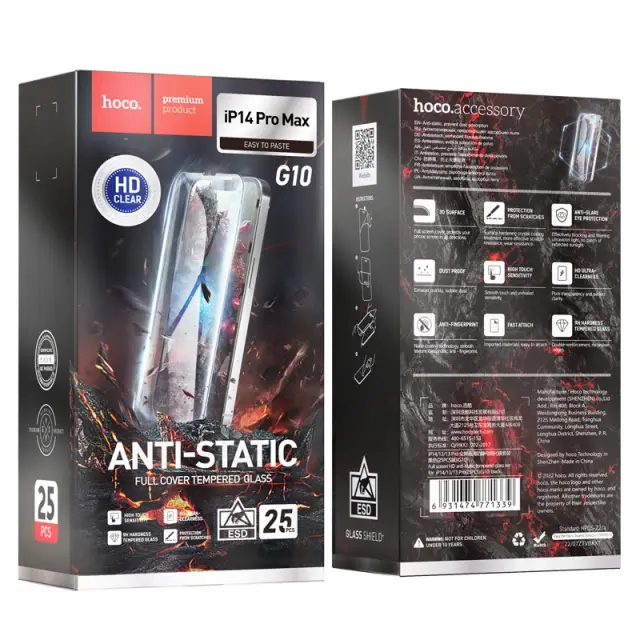 Tempered Glass Hoco G10 Anti-Static Full Screen 2.5D για Apple iPhone 14 Pro Max Σετ 25τεμ. 2