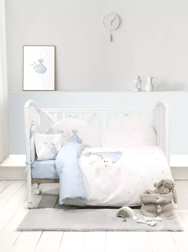 Κουβερλί Κούνιας 100x140 Nima Little Mister White-Ciel 100% βαμβακερό