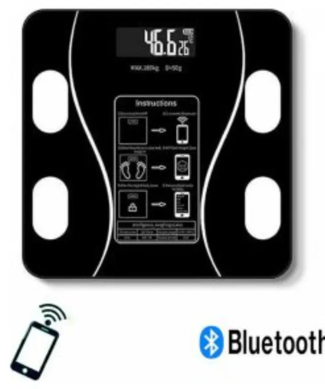 Γυάλινη Ψηφιακή Ζυγαριά Bluetooth για Μέτρηση Βάρους-Λιπομέτρηση και Δείκτη Μάζας Σώματος έως 180kg 2017A Μαύρη