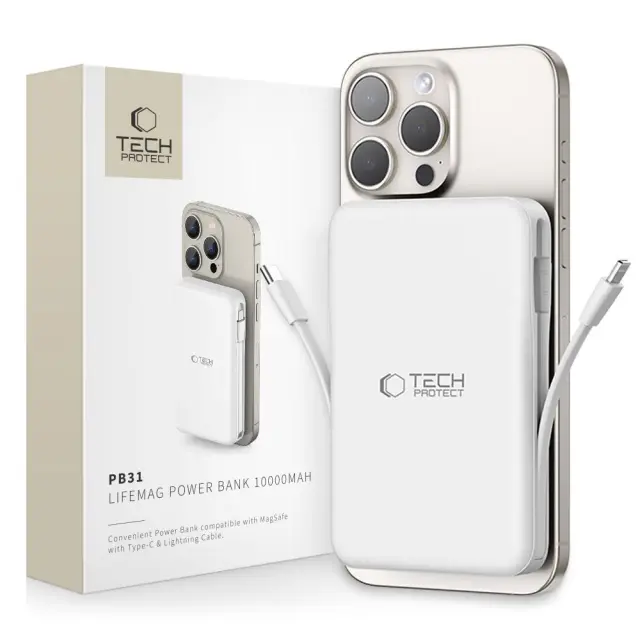 Tech-Protect® PB31 Lifemag MagSafe Powerbank 10000mAh- White.