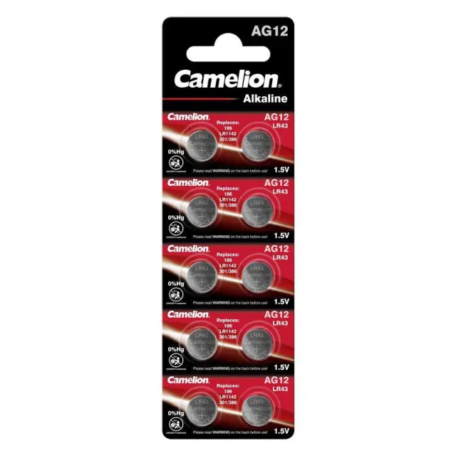 CAMELION AG12 LR43 αλκαλικές μπαταρίες ρολογιών 1.5V 10τμχ