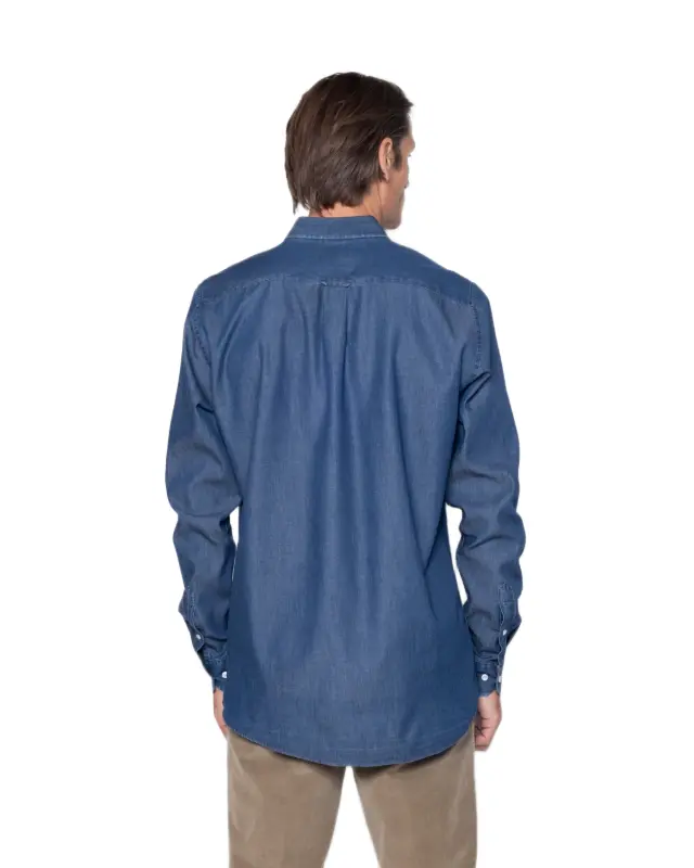 The Bostonians ανδρικό μακρυμάνικο πουκάμισο denim regular fit 3AAP1906N-1 2